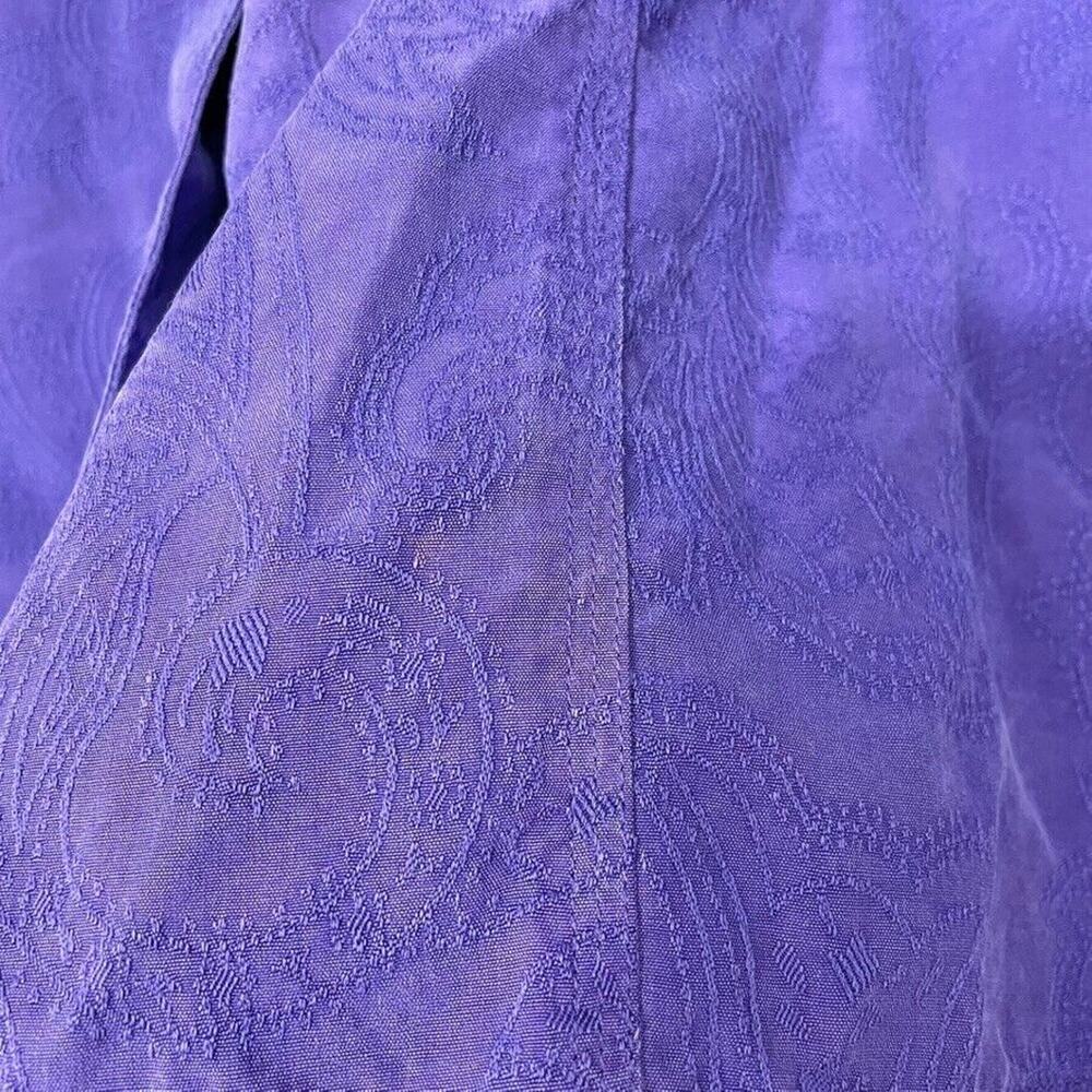 Chico's 100% Silk Shell Button Shirt Top Shacket Purple Texture Size 2 (M 12/14) - Picture 7 of 9